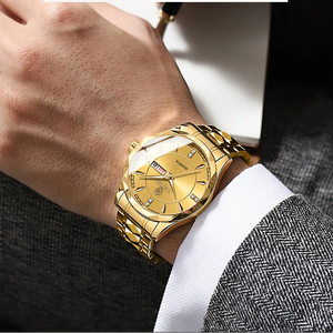 Montre à quartz en acier inoxydable Binbond 5552 B5552 avec logo OEM, bracelet en cuir, pour femmes et hommes, calendrier, aiguilles lumineuses, étanche - Product Image 4