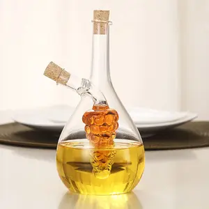 Vinagrera sellada de vidrio de borosilicato alto, botella de aceite de salsa de soja con forma especial