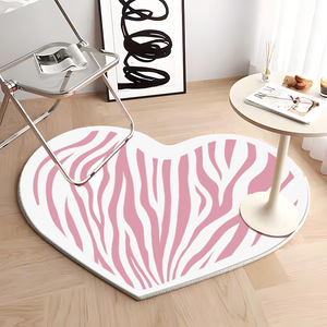 พรมขนสัตว์เทียมรูปหัวใจทันสมัย ลายหยดน้ำสีชมพู พร้อมแผ่นรองกันลื่น สำหรับห้องนั่งเล่น ห้องนอน และทางเข้าบ้าน - Product Image 2