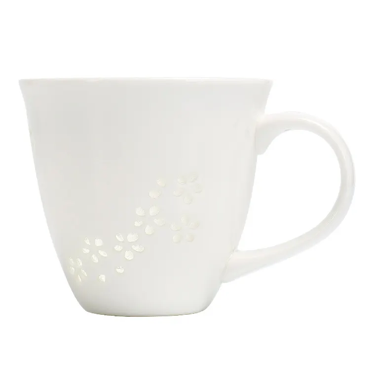 custom logo high quality china water cup white ceramic hollow out coffee tea mug