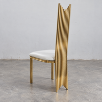 Chaise de banquet haut de gamme en acier inoxydable doré, dossier en queue de poisson, siège en PU, vente en gros pour mariages