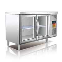 Nouvelle table de travail multifonctionnelle en acier inoxydable pour hôtels et restaurants, avec vitrine réfrigérée et grande capacité