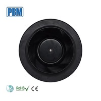 Ventilateur centrifuge autoportant à pales en plastique courbées vers l'arrière, moteur EC sans balais 24/48VDC, 190x68.5mm, protection IP44, garantie 2 ans, roulement à billes