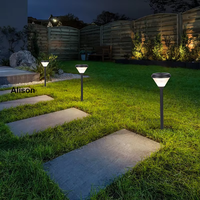 Lampadaire de jardin en aluminium Alison Landscape Light Post, lampe LED blanc chaud IP65, angle de faisceau 360°, certifié CE, éclairage solaire 3 ans