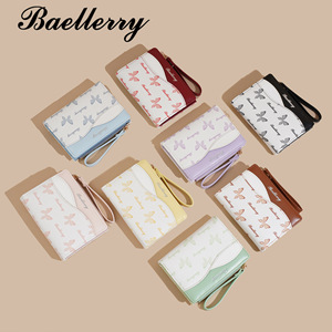 Billetera Rfid Pu Cuero Mujer <span class=keywords><strong>Dama</strong></span> Baellerry Custom Carteira Feminina Butterfly Print Slim Mini Monedas Cartera con correa para la muñeca - Product Image 6