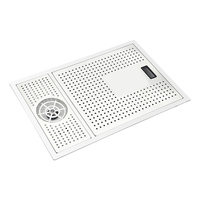 Évier de cuisine compact en acier inoxydable blanc, avec lave-tasses intégré invisible, multifonction, à cuve unique