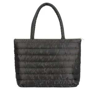 Contoh gratis tas Tote quilt Puffer kustom untuk wanita dompet empuk empuk dengan ritsleting