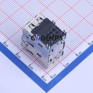 UB1112C-M7D1-4F USB Connector Bent Lead Through Hole Connector Type-A USB 2.0 Female Right Angle Insert - Product Image 2