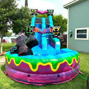 야외 20ft 블루 워터 슬라이드 인플레이트 <span class=keywords><strong>2</strong></span> 레인 성인 상업용 풍선 PVC 물면 수영장과 풍선 워터 슬라이드 - Product Image 6