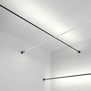 Teto de silicone com rotação de feixe de 360 graus 3m 5m 7m 8m 9m faixa de aço inoxidável linear horizonte luz cob suspensa iluminação LED
