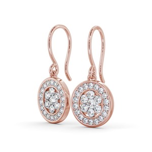 0.90CTW Boucles d'oreilles en diamant de laboratoire taille brillant 14K/18K or massif pavé Halo fil d'or rose pour fiançailles mode femme - Product Image 6