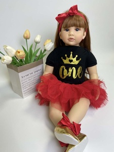 Nouveauté 60 Cm 24 pouces Images <span class=keywords><strong>de</strong></span> poupée solide nouveau-né poupée cheveux longs réaliste doux Reborn Silicone bébé poupée à vendre - Product Image 5