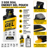 Sachets de gel énergétique imprimés sur mesure sans BPA de qualité alimentaire 10 ml, emballages en plastique pour compléments nutritionnels sportifs