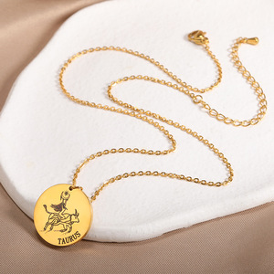 Collar <span class=keywords><strong>con</strong></span> colgante redondo de acero inoxidable, 12 signos del zodiaco, acero de titanio, <span class=keywords><strong>escorpio</strong></span> - Product Image 3