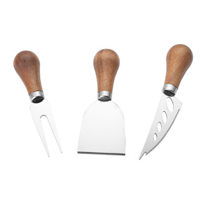 Stainless Steel Cheese Knife Set Acacia Wood Handle 6 Piece Durable Kitchen Tool For Cheese Butter Pizza Serving - Product Image 2