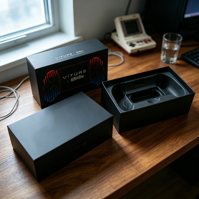 Heaven and Earth Cover Rigid Gift Box With Hang Tab, Custom Formed Pulp Tray | Gamepad Electronics Hard Packaging Box