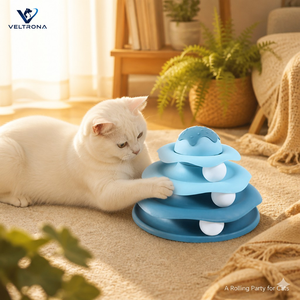 Juguete Giratorio de 3 Niveles para Gatos, Pista de Bolas Rodantes, Torre de Juego Interactiva para Gatos en Interiores, Diseño de Borde Festoneado, 4 Opciones de Color - Product Image 6