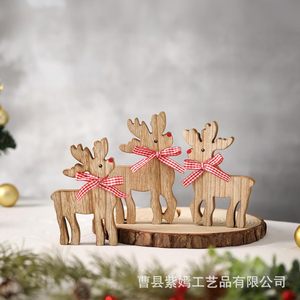 Wooden Christmas Reindeer <b>Decorations</b> Natural Finish Desktop Ornament For Living Room <b>Winter</b> Craft Gift - Product Image 4