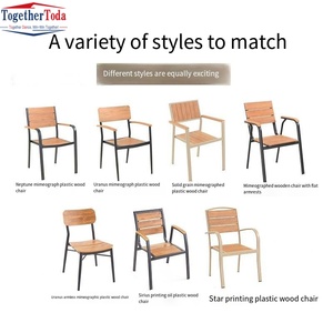 Chaise d'extérieur en bois composite couleur teck pour terrasse, balcon, jardin, cour, restaurant, café, rue commerciale - Product Image 3