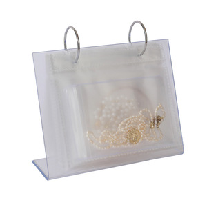 Organisateur de bijoux transparent avec pochettes coulissantes pour boucles d'oreilles, colliers, rangement de bureau, présentoir en plastique anti-oxydation - Product Image 5