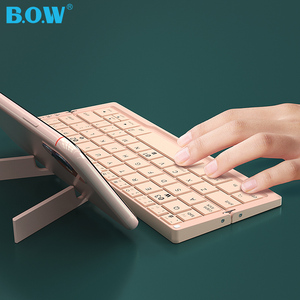 Mini teclado plegable, teclado inalámbrico compatible con 3 dispositivos con soporte para teléfono, tableta, teclado plegable recargable BT - Product Image 5