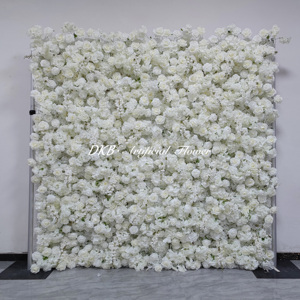 Panneaux de fleurs roses en soie artificielle 5d fleur goutte murale Roll Up fleur toile de fond murale - Product Image 1
