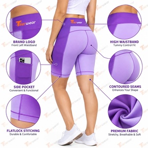 <b>Women</b> <b>Compression</b> Workout <b>Shorts</b> Stretch Athletic Gym Mid Waist Fitness Running Training Activewear OEM Custom Manufacturing - Product Image 5