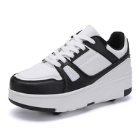 Chaussures de sport en cuir Rampage à quatre roues de haute qualité pour garçons et filles baskets explosives avec semelle TPR pour le patinage à roulettes