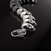Bracelet en acier inoxydable pour homme, style punk, hip-hop, motard, avec chaîne et maillons géométriques, motif crâne intégral, cadeau