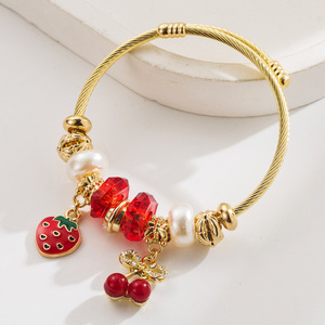 <span class=keywords><strong>Bracelet</strong></span> PFT tendance et polyvalent, motif cerise, papillon, fraise, pour femme, serti de diamants, réglable, <span class=keywords><strong>bracelet</strong></span> d'amitié - Product Image 5