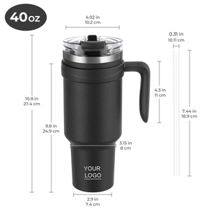 מכירת הטוב ביותר באיכות גבוהה ביותר של 40 עוז טאמבלר חסין דליפה חיצונית נסיעות ספל עם ידית וקש 2-in-1 מכסה - Product Image 4