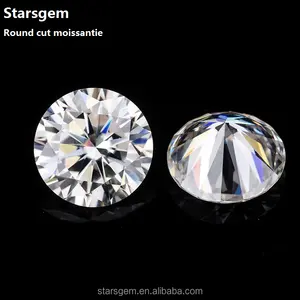 starsgem透明白色DEF色无色圆形明亮切割松散石0.1ct 10ct 3毫米15毫米人造金刚石硅石