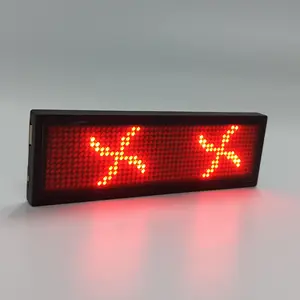 LED Merah Label Nama 44X11 Piksel Layar Kartu Bisnis LED Isi Ulang dengan Pemrograman USB Tampilan Tanda Digital untuk Restoran