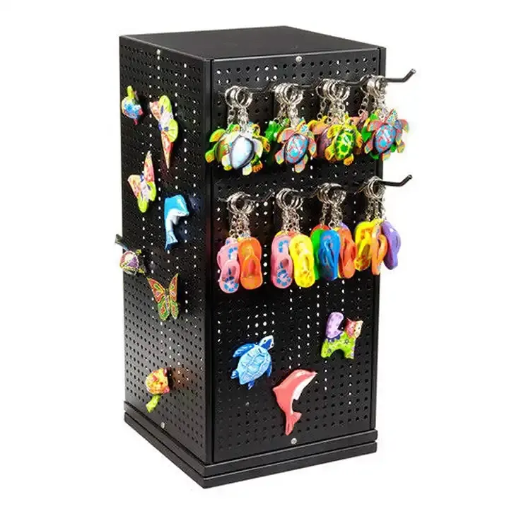 Retail Metal Pegboard Anel Chave Spinning Display Metal Pegboard Display Counter Top Spinner Rack