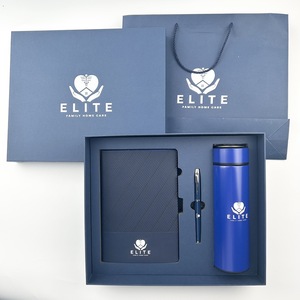 Wholesale Personalized Luxury Leather A5 <b>Notebook</b> Pen Stainless Steel Water Bottle Corporate Business Gifts Box <b>Set</b> Embossed - Product Image 1