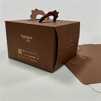 Emballage de luxe haut de gamme pour boîte à pâtisserie, à dessert ou à pain, avec logo imprimé personnalisé, effet dorure à chaud, recyclable, avec poignée portable