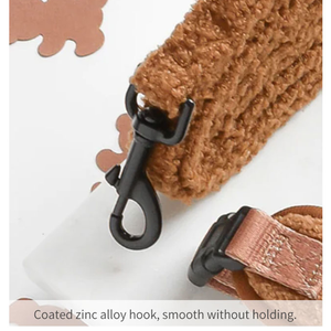 2026 produk baru Premium kustom Logo desainer mewah nyaman hangat Teddy Velvet hewan peliharaan anjing memimpin kerah Harness Set tali - Product Image 4