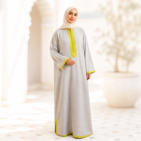 Abaya en coton pour femmes musulmanes, Kaftan, Jalabiya, Caftan marocain brodé, Vêtements de l'Aïd, Robe traditionnelle pour femme, Robe Dubai