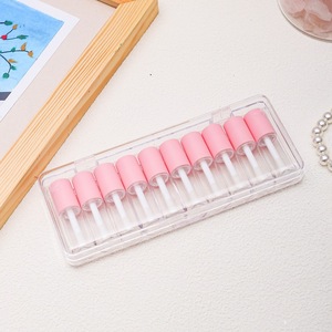 Tubos de Muestra de Brillo Labial de 3 ml, Color Rosa, PETG, con Pincel, Paquete de 10 Unidades, Caja de Embalaje Cosmético - Product Image 1