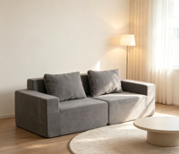 Canapé modulaire sectionnel en blocs, mousse haute densité, emballage sous vide, canapé modulaire pour salon, appartement, intérieur