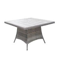 Table de salle à manger carrée 4 places en rotin tressé à la main avec cadre en aluminium, design moderne de haute qualité, plateau en verre céramique, pour extérieur