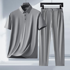 Tuta Sportiva Casual da Uomo all'Ingrosso, Servizio OEM Estivo, Set Due Pezzi per Allenamento, Logo Personalizzato, Completo Polo Lavorato a Maglia - Product Image 2