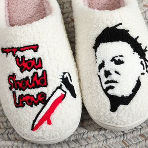 Grandi dimensioni Halloween Horror <span class=keywords><strong>Michael</strong></span> myer ricamato pantofole di cotone per interni autunno inverno pantofole morbide per la casa - Product Image 5