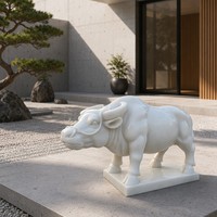 Statue d'animal en marbre de qualité supérieure, finie à la main, avec détails musculaires complexes - Entièrement personnalisable