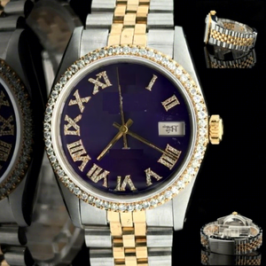 Montre mécanique pour homme, boîtier en acier inoxydable, cadran en verre bleu, bracelet en moissanite, résistance à l'eau 10 bars, fermoir de bracelet, fabriqué en Inde - Product Image 1