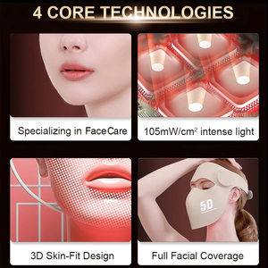 מסכת פנים ניידת מסיליקון רך 105mw עם תאורת LED/לייזר לטיפול פוטוני לעור 460/660/850/1064 ננומטר, תואמת לתקן אמריקאי/אירופאי - Product Image 3