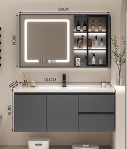 Modern Simple Bathroom Vanity Unit with Ceramic Basin MDF & Lacquer Finish <b>Wall</b>-Mounted Toilet Washing <b>Table</b> and Mirror - Product Image 1