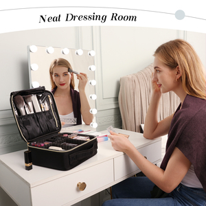 Travel Makeup Bag Portable Cosmetic Artist <b>Storage</b> Bag with Adjustable Dividers Makeup Brushes <b>Make</b> <b>up</b> Organizer Toiletry Bag - Product Image 5