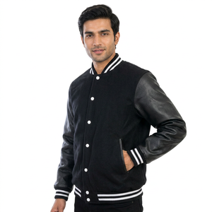 Veste de baseball vintage unisexe avec logo personnalisé, broderie en chenille, streetwear décontracté, manches longues, veste varsity pour homme - Product Image 1