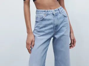 Benutzer definierte neue Design Frauen hohe Taille Hosen Jeans Freund gerade Bein Jeans hose weibliche Jeans Hose